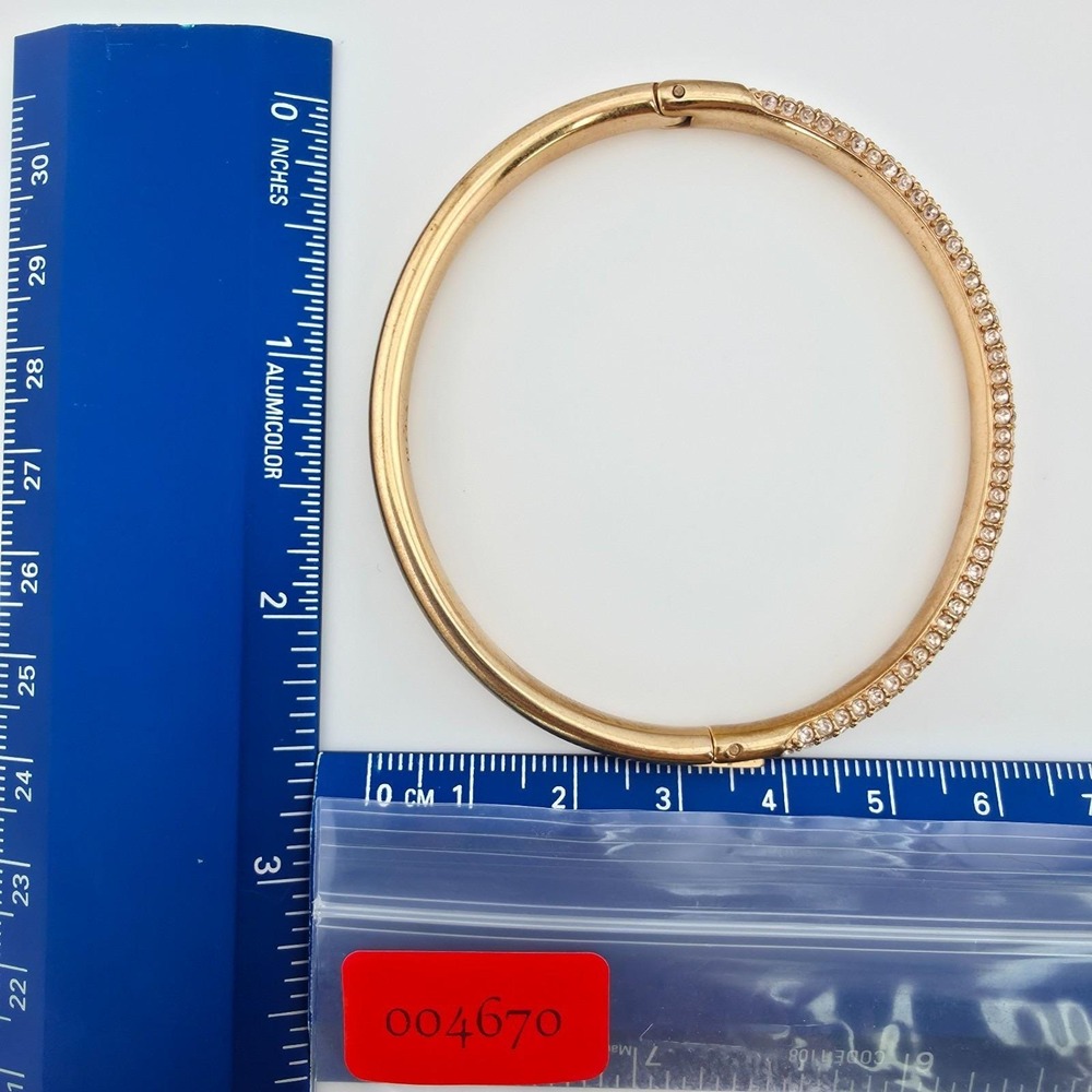 Vtg SWAROVSKI Bracelet Hinged Bangle Triple Row Pavé Set Crystals Gold Plate 7" - Picture 11 of 11